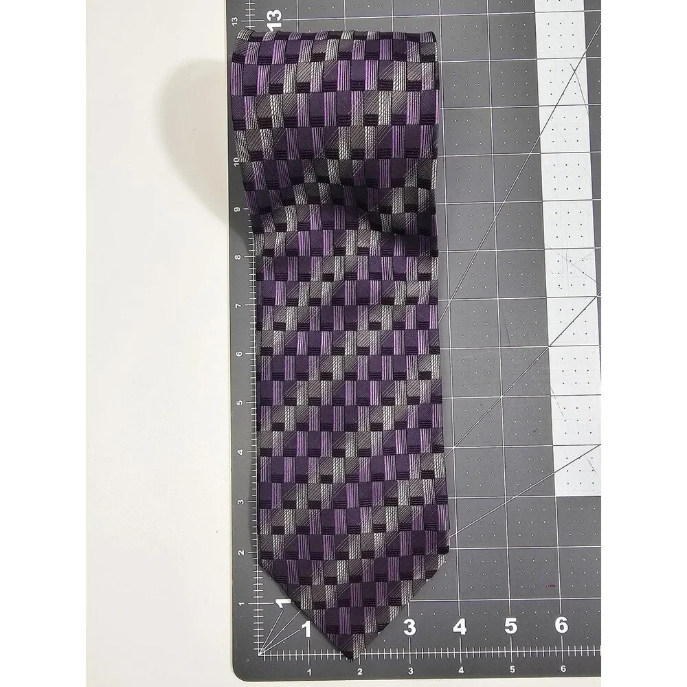 Valerio Garati Handmade Purple Gray Vintage 90s Y2K Silk Tie